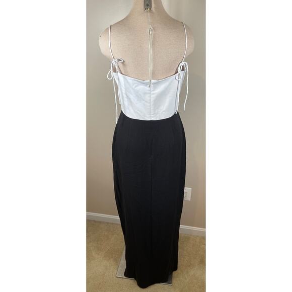 Amanda Uprichard Avani Black and White Tie Strap Maxi Dress Size Medium - Picture 6 of 8